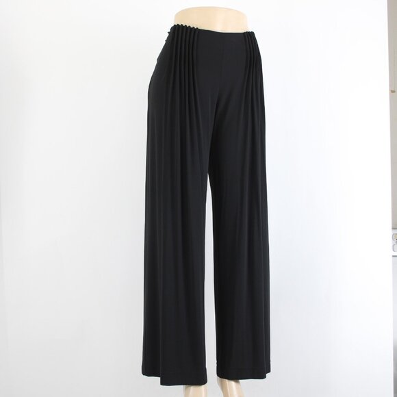 Fendi Pant Sz 44 x 33 Black Sheer Pleated Rayon Elastane Wide Leg Dress Pant - Picture 4 of 12
